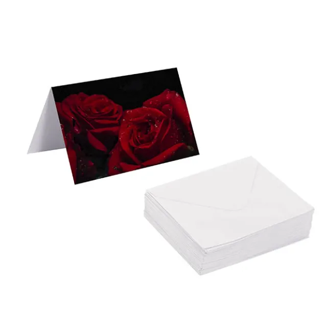 Gallery Gift Card & Envelope Deep Red Roses Pk25 (10x6.5cmH)