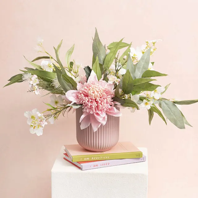 Ceramic Cyprus Vase Matte Blush Pink (14DX15cmH)