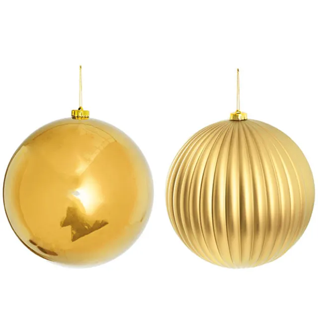 Giant Hanging Baubles Set 2 Gold (20cmD)