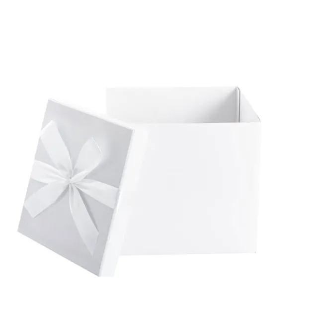 Gift Box Extra Lge with Bow Flat Pack White (250x250x245mmH)