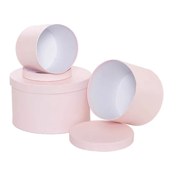 Gift Box Round Baby Pink (25cmDx15cmH) Set 3