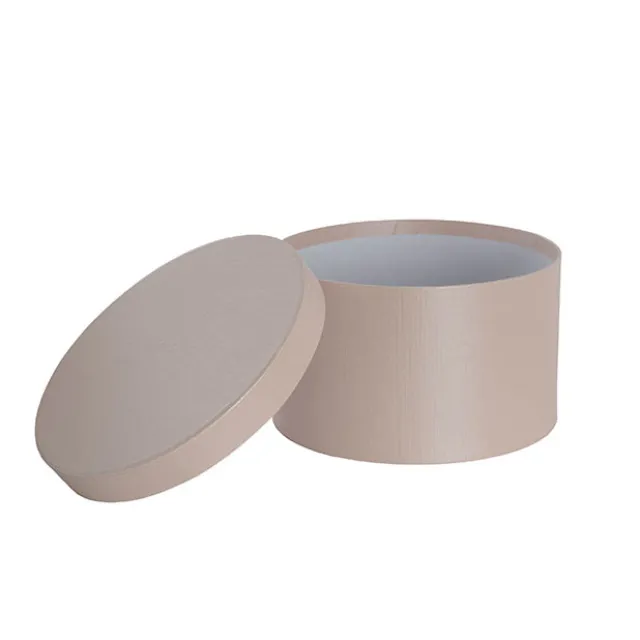 Gift Flower Box Ribbed Round Blush Pink Set 2 (24x14.5Hcm)