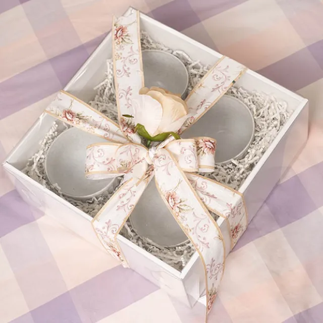 Gift Hamper Box with PVC Lid Square White (30Lx30Wx12Hcm)