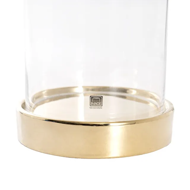 Glass Cloche Dome Terrarium Golden Base (16.5Dx27cmH)