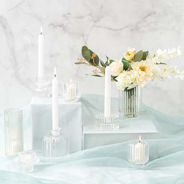 Glass Craft Ripple 2 in 1 Candle Holder Crystal (9x10cmH)