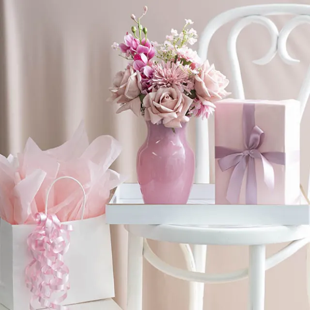Glass Ginger Flared Vase Solid Pink (12Dx20cmH)