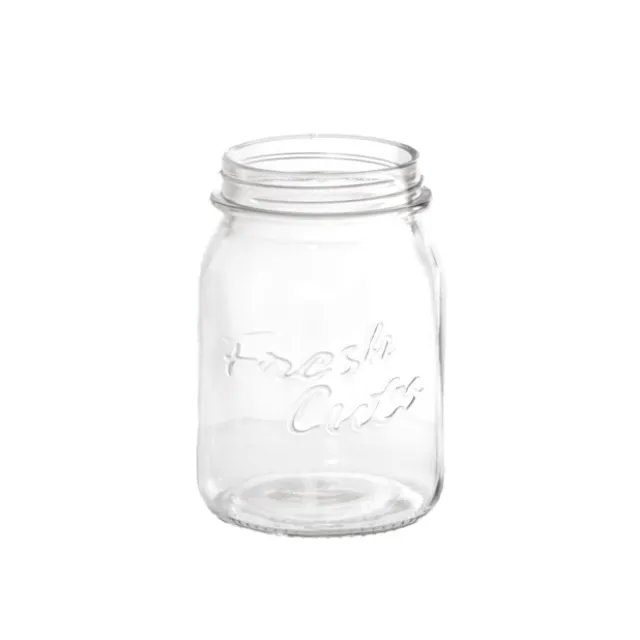 Glass Mason Jar Fresh Cuts Posy Vase Clear (9.5Dx15cmH)