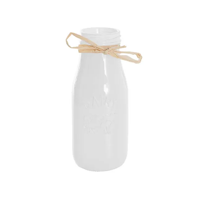Glass Milk Bottle Solid Glossy White (6cmDx15.5cmH)