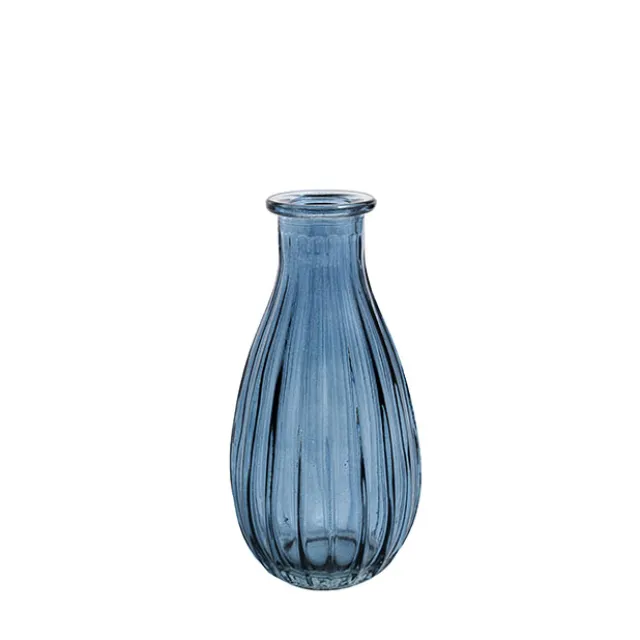 Glass Vintage Bottle Cafe Bud Vase French Blue (7x14.5cmH)