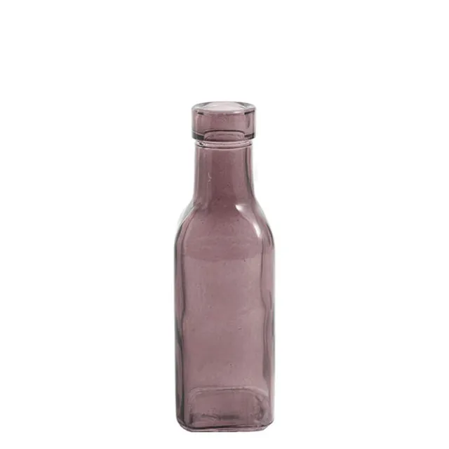Glass Vintage Bottle Square Bud Vase Dark Brown (4.7x16cmH)