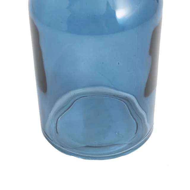 Glass Vintage Bottle Cylinder Bud Vase French Blue 7x13.5cmH