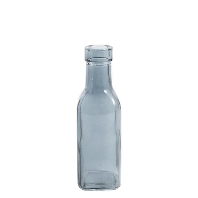 Glass Vintage Bottle Square Bud Vase French Blue (4.7x16cmH)