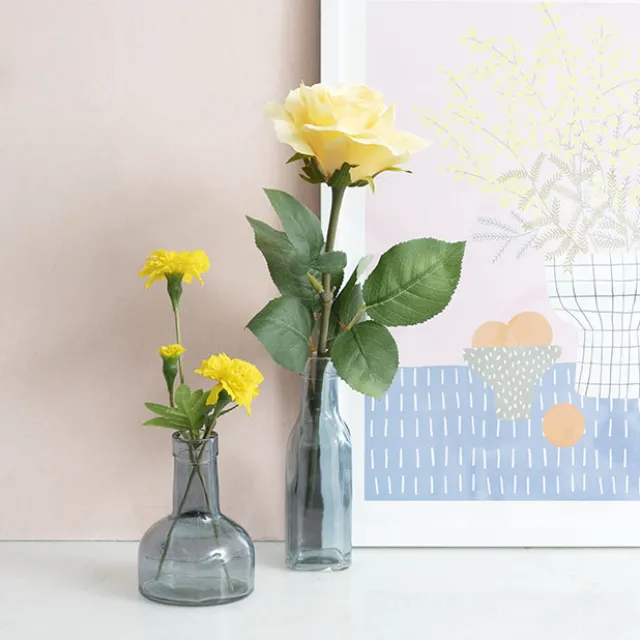 Glass Vintage Bottle Bud Vase French Blue (3TDx8.4TDx12cmH)