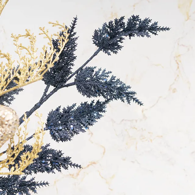 Glitter Thistle Spray Navy Blue (68cmH)