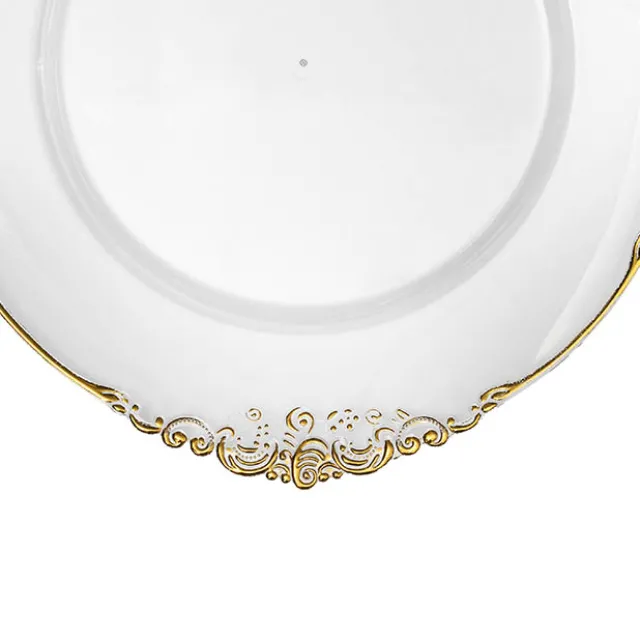 Gold Edge Vintage Charger Plate Pack 4 Clear (35.5cmD)