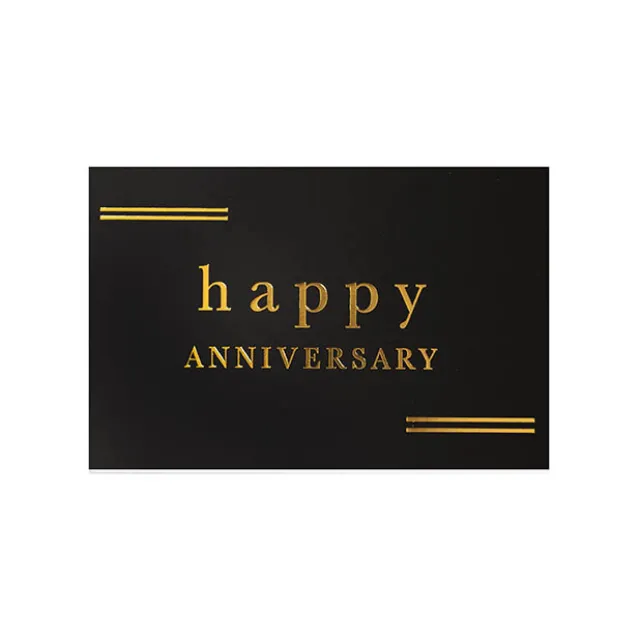 Gold Foil Black Card & Envelope Anniversary Pk25 (10x6.5Hcm)