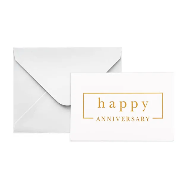 Gold Foil Card & Envelope Anniversary Border Pk25(10x6.5Hcm)