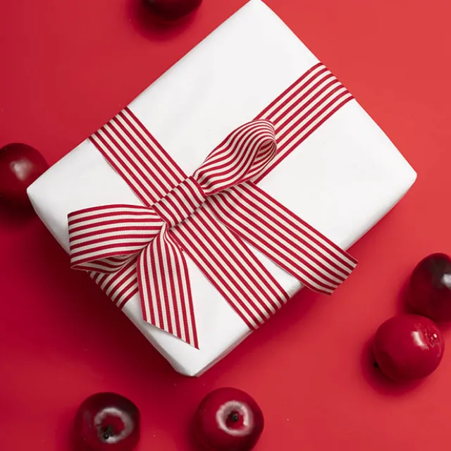 Grosgrain Ribbon Fine Stripes Red & White (38mmx20m)