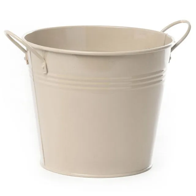 Tin Pot Large side Handles Cream (18Dx15cmH)