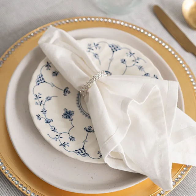 Diamante Napkin Ring Pack 4 Silver (4.5cmD)