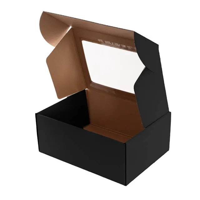 Hamper Gift Box PVC Window Medium Black (31.5x22.5x12.5cmH)