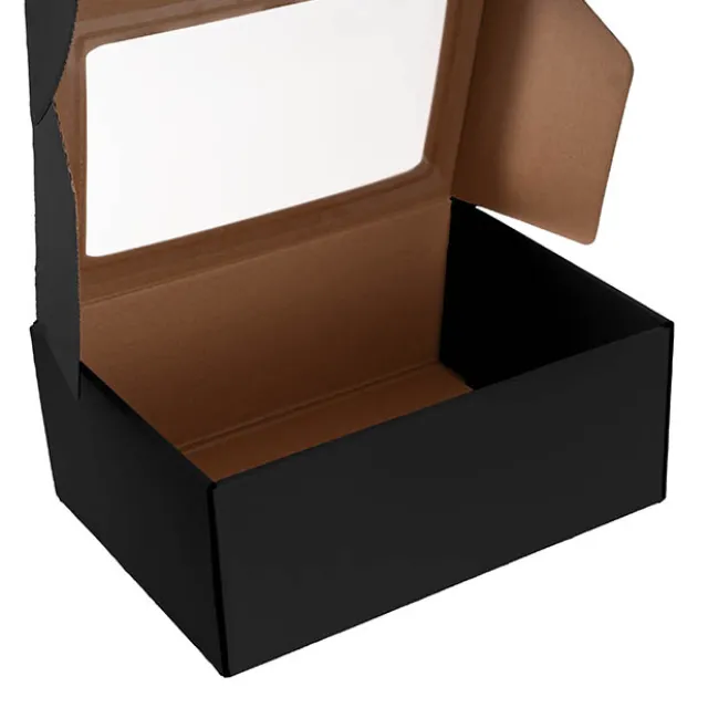 Hamper Gift Box PVC Window Medium Black (31.5x22.5x12.5cmH)