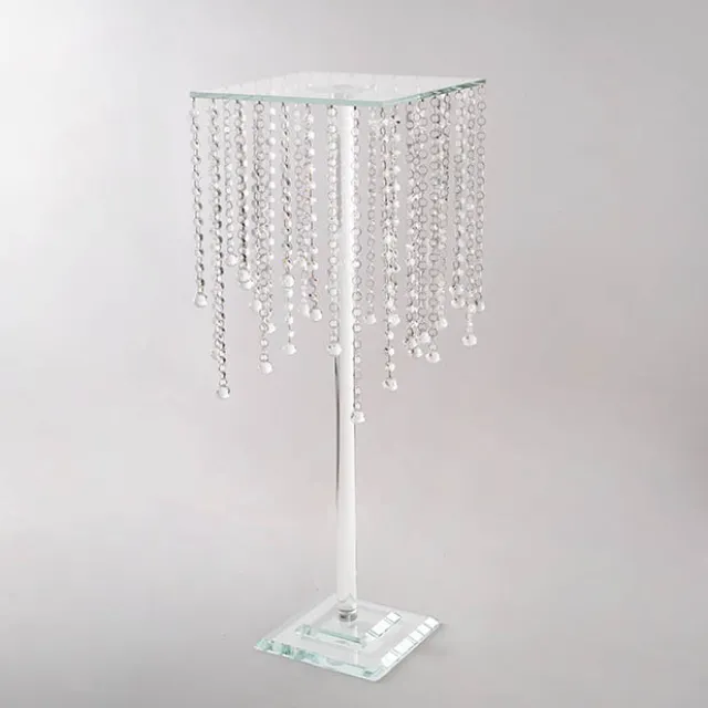 Hanging Crystal Centrepiece Stand Square Clear (84cmH)
