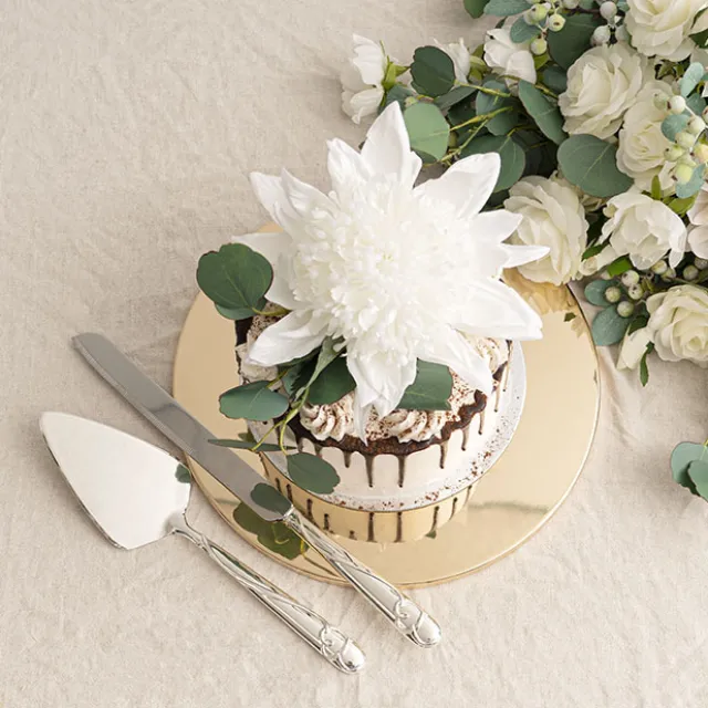 Heart Design Cake Knife Set (23Wx340mmL & 73Wx275mmL)