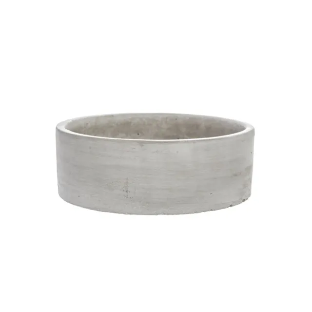 Cement Floral Cylinder Bowl Grey (20x7cmH)