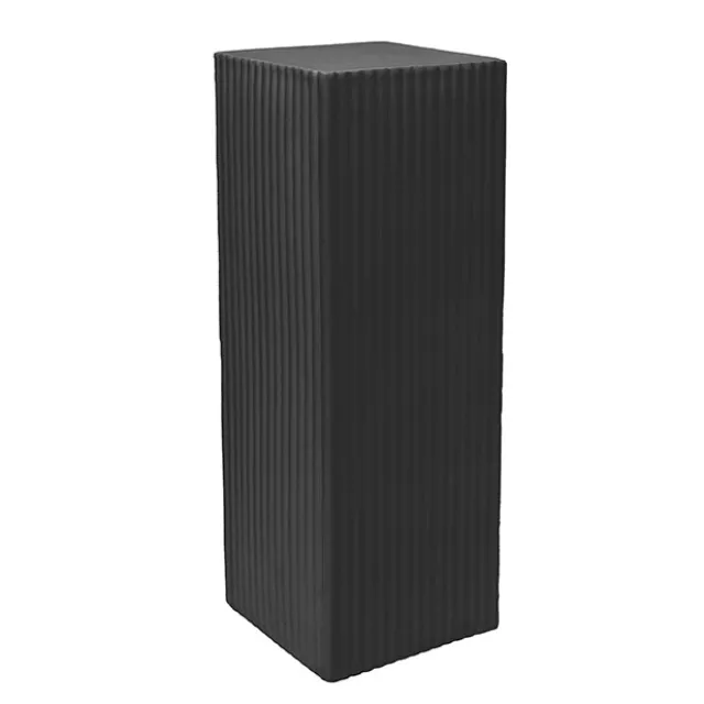 Fibreglass Square Ripple Plinth Matte Black (33x33x91cmH)