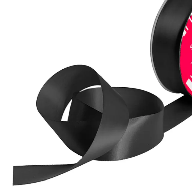 Bulk Ribbon Single Face Satin Black (38mmx50m)