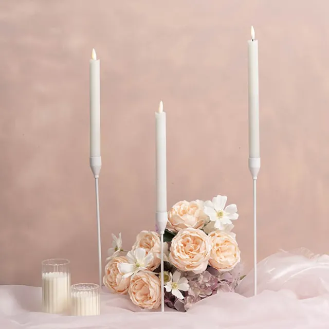 Single Metal Taper Candle Holder White (8x32.5cmH)