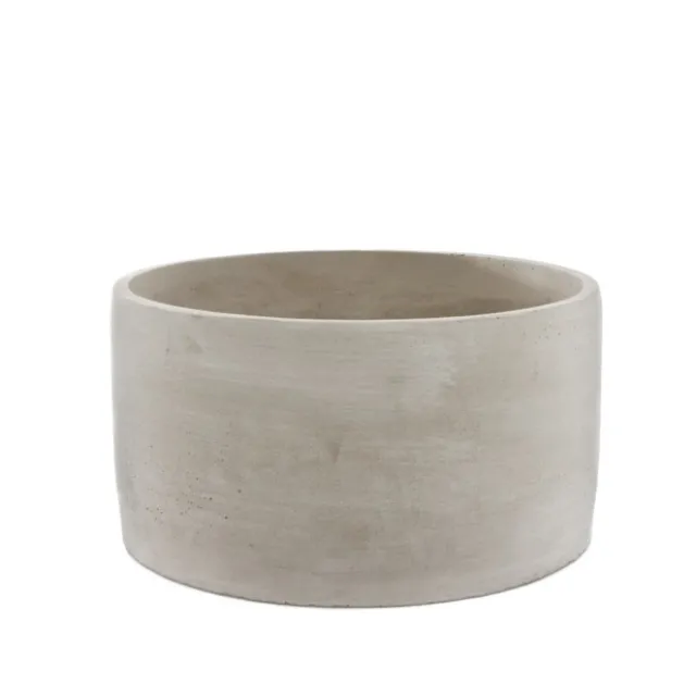 Cement Floral Cylinder Bowl Grey (19.5Dx10.5cmH)