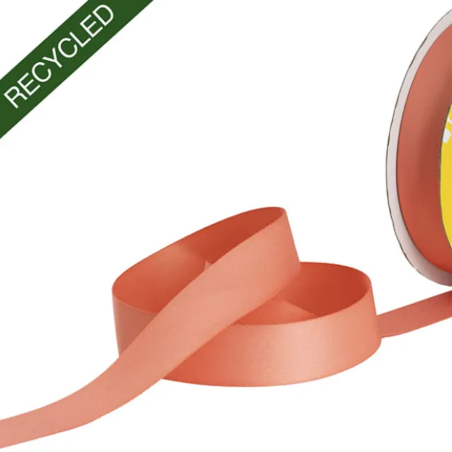 Cotton Ribbon Recycled rPET Material Pink Coral (25mmx25m)