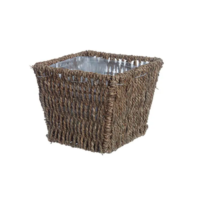 Seagrass Planter with Liner Square Natural (17.5x17.5x14cmH)