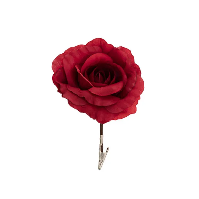 Rose Head Clips Pack 6 Dark Red (9.5cmDx14cmH)