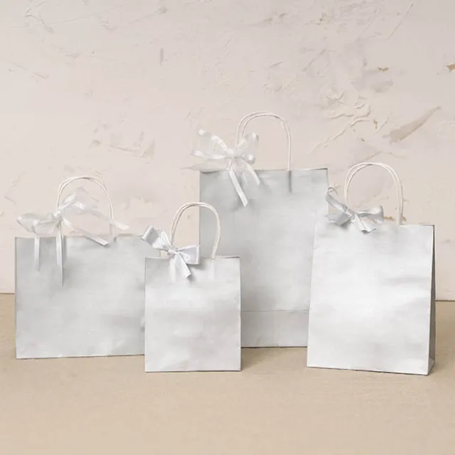 Kraft Paper Bag Shopper Mini Silver Pk10 (140Wx75Gx165mmH)