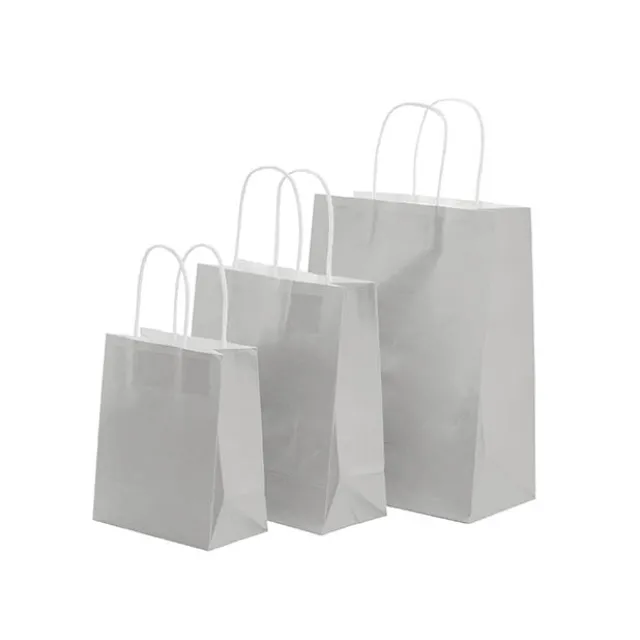 Kraft Paper Bag Shopper Mini Silver Pk10 (140Wx75Gx165mmH)
