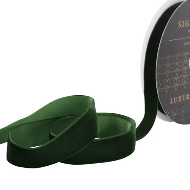 Ribbon Premium Plush Velvet Woven Forest Green (25mmx20m)