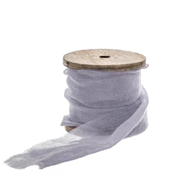 Ribbon with Wooden Spool Faux Silk Frayed Blue (80mmx5m)