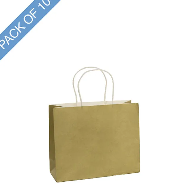 Kraft Paper Bag Boutique Medium Gold Pk10 (220Wx80Gx180mmH)
