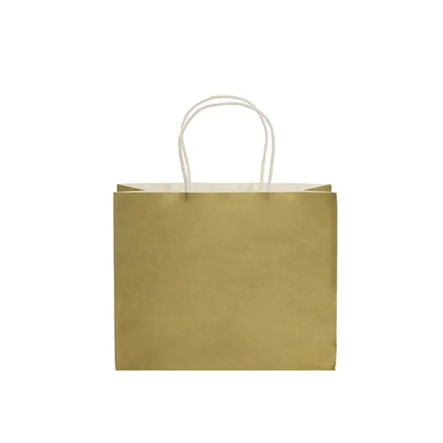 Kraft Paper Bag Boutique Medium Gold Pk10 (220Wx80Gx180mmH)