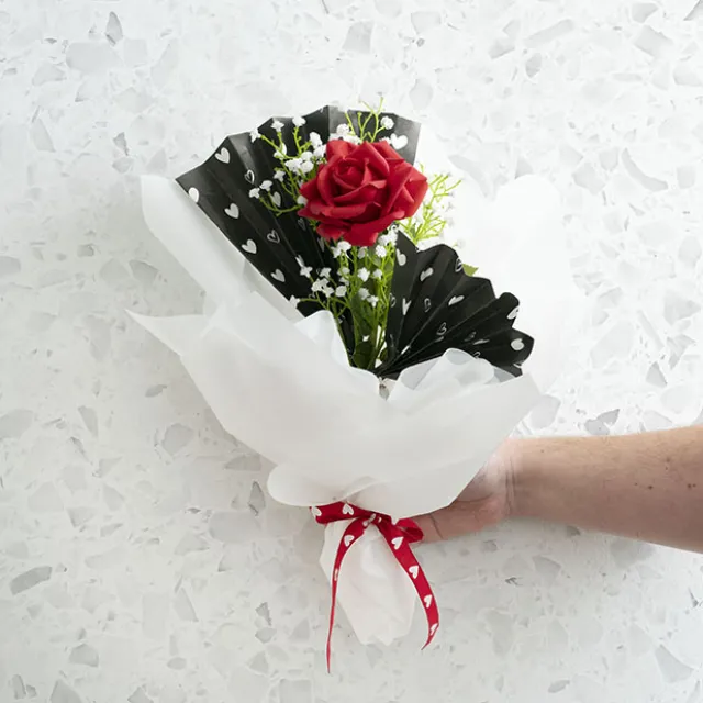 Kraft Paper Love Heart Print 110gsm Black Pack 100 (50x70cm)
