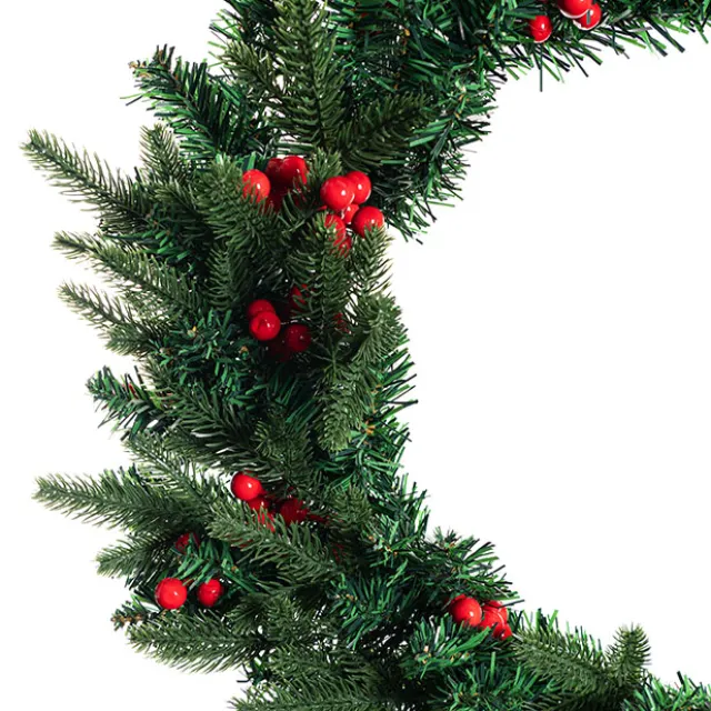 Traditional Pine & Red Berry Wreath Green (60cmD)