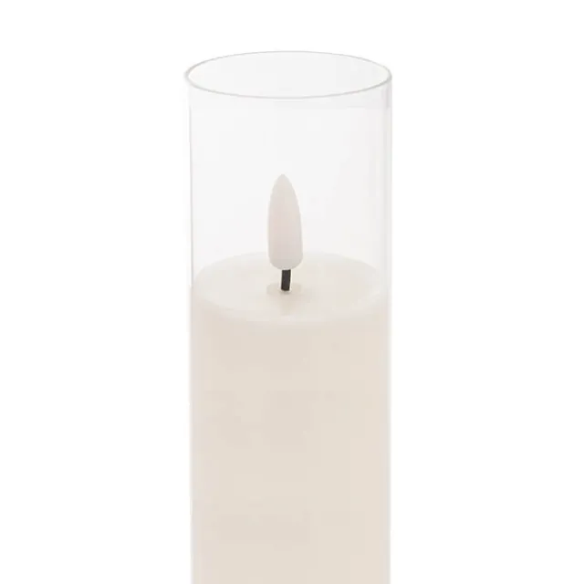 LED Glass Trueflame Flickering Event Pillar Candle 5x22.5cmH