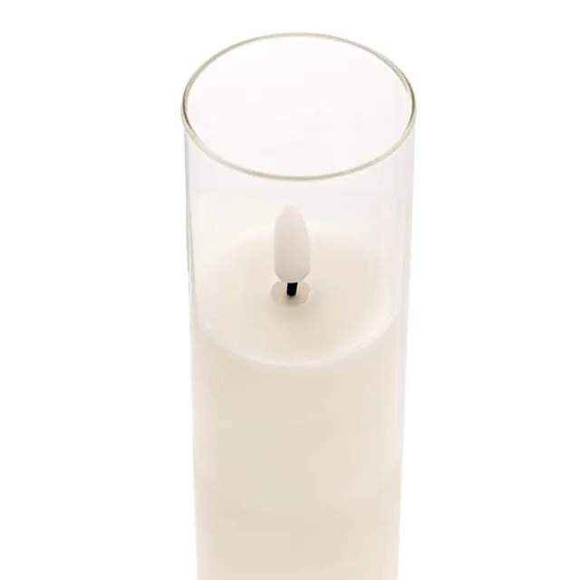 LED Glass Trueflame Flickering Event Pillar Candle 5x22.5cmH