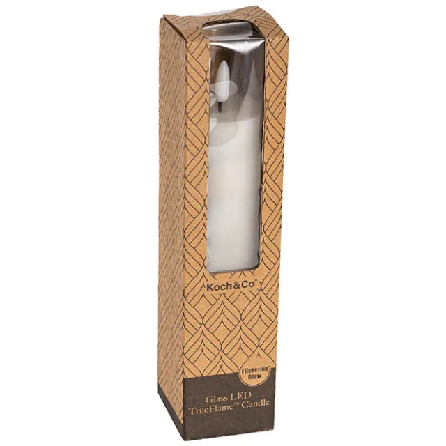 LED Glass Trueflame Flickering Event Pillar Candle 5x22.5cmH