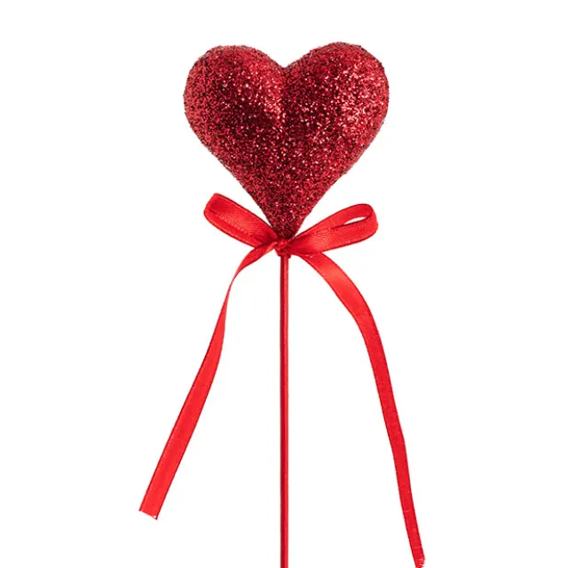 Love Heart Glitter Pick Pack 4 Red (30cmH)
