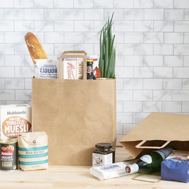 Kraft Bag Grocery Flat Handle Brown Pk10 (320Wx175Gx340mmH)