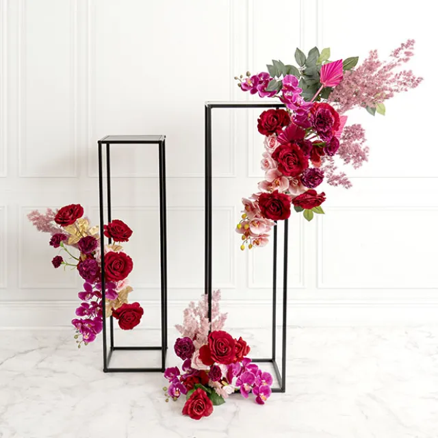Metal Centrepiece Flower Table Stand KD Black (25x25x95cmH)